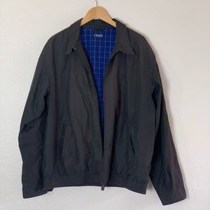 Chaps | Black zip front windbreaker loose cold weather jacket size extra…